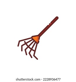 Rake Garden Lineal Icon - Autumn Season Icon Vector Illustration Design