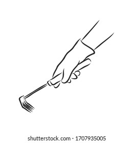 A rake garden tool. Hand drawn doodle garden vector illustration. Isolated on white. rake in hand vector sketch illustration