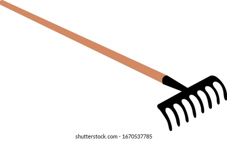 Rake for gardening, illustration, vector on white background.