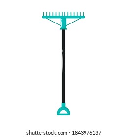 rake gardening tool flat style icon vector illustration design