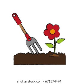 rake gardening tool icon image 