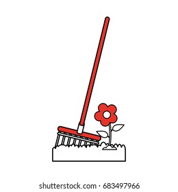 rake gardening tool icon image
