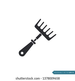 Rake Gardening Tool Icon Vector Template
