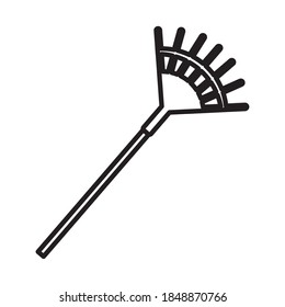 rake gardening tool line style icon vector illustration design