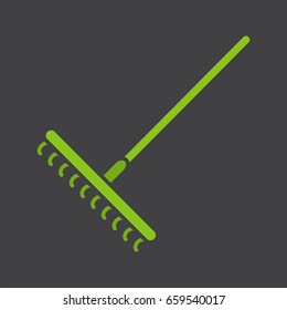 Rake glyph color icon. Silhouette symbol on black background. Negative space. Vector illustration