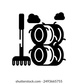 Rake Glyph Icon, Vector illustration