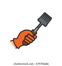Rake hand garden gardening tool icon. Isolated and flat illustration. Vector graphic