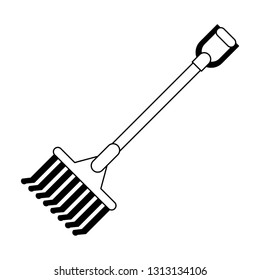 Rake Harvest Tool Symbol Black White Stock Vector (Royalty Free ...