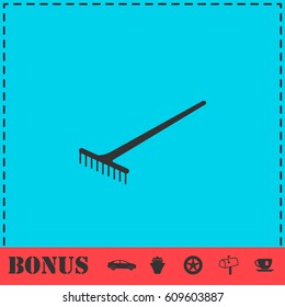 Rake icon flat. Simple vector symbol and bonus icon