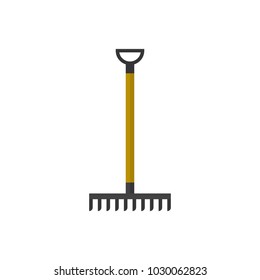 Rake icon in flat style isolated vector illustration on white transparent background