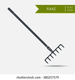 Rake icon Flat. Vector illustration. Agriculture tool