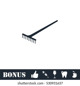 Rake icon flat. Vector illustration symbol and bonus pictogram