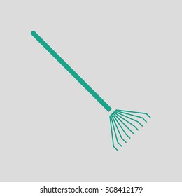 Rake icon. Gray background with green. Vector illustration.