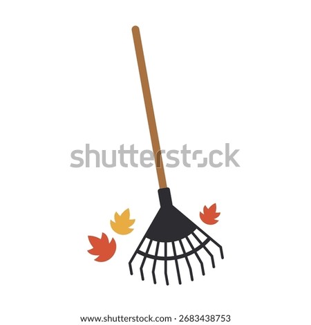 Rake icon. Leaf cleanup. Autumn. Vector icon isolated on white background.