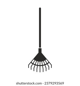 Rake icon. Leaf rake. Vector icon isolated on white background.