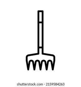Rake Icon. Line Art Style Design Isolated On White Background