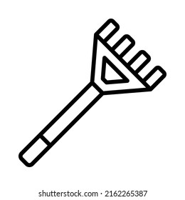 Rake Icon. Line Art Style Design Isolated On White Background