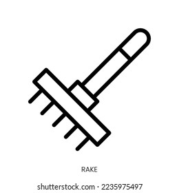 icono de rastrillo. Diseño De Estilo De Arte De Línea Aislado En Fondo Blanco