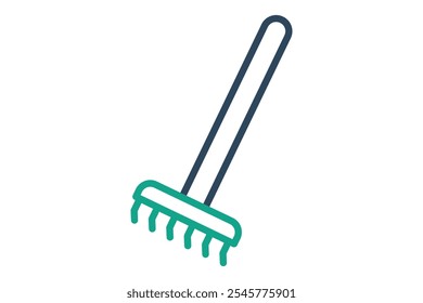 Rake icon. line icon style. icon related to gardening. gardening tools elements vector illustration