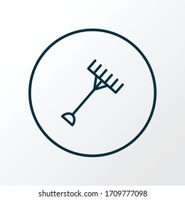 Rake icon line symbol. Premium quality isolated pitchfork element in trendy style.