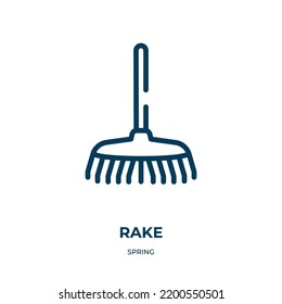 Rake icon. Linear vector illustration from spring collection. Outline rake icon vector. Thin line symbol for use on web and mobile apps, logo, print media.