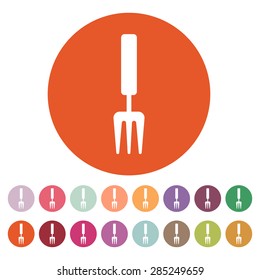 The rake icon. Raking symbol. Flat Vector illustration. Button Set