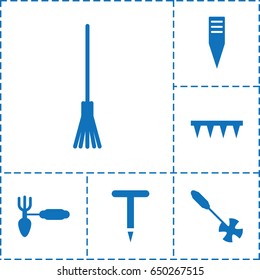 Rake icon. set of 6 rake filled icons such as gardening tool, rake