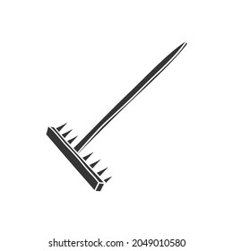 Rake Icon Silhouette Illustration. Garden Tools Vector Graphic Pictogram Symbol Clip Art. Doodle Sketch Black Sign.