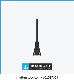 rake icon. simple outline rake vector icon. on white background.