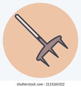 Rake Icon in trendy color mate style isolated on soft blue background