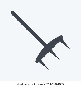 Rake Icon in trendy glyph style isolated on soft blue background