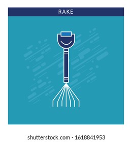 Rake Icon In Trendy Style with blue color