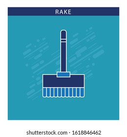 Rake Icon In Trendy Style with blue color