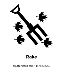 Rake icon vector isolated on white background, logo concept of Rake sign on transparent background, filled black symbol