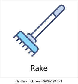 Rake Icon vector, Such Line sign as autumn, Submission of autumn icons. Vector Computer Isolated Pictograms for Web on White Background Editable Stroke stock illustration