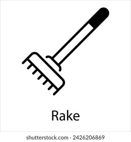 Rake Icon vector, Such Line sign as autumn, Submission of autumn icons. Vector Computer Isolated Pictograms for Web on White Background Editable Stroke stock illustration