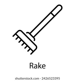 Rake Icon vector, Such Line sign as autumn, Submission of autumn icons. Vector Computer Isolated Pictograms for Web on White Background Editable Stroke stock illustration