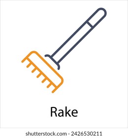 Rake Icon vector, Such Line sign as autumn, Submission of autumn icons. Vector Computer Isolated Pictograms for Web on White Background Editable Stroke stock illustration