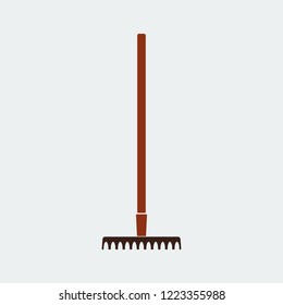 Rake Icon.Flat Design.Gardening tools design.Vector illustration 