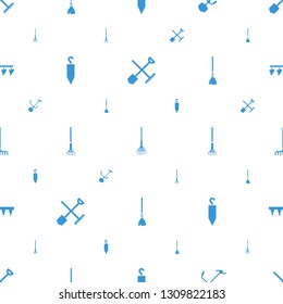 rake icons pattern seamless white background. Included editable filled shovel and rake, gardening tool, plowing tool icons. rake icons for web and mobile.
