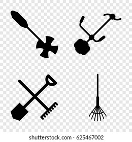 Rake icons set. set of 4 rake filled icons such as 