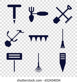 Rake icons set. set of 9 rake filled icons such as gardening tool