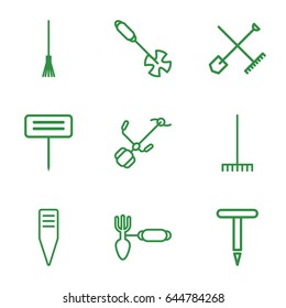 Rake icons set. set of 9 rake outline icons such as