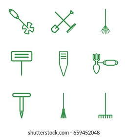 Rake icons set. set of 9 rake outline icons such as