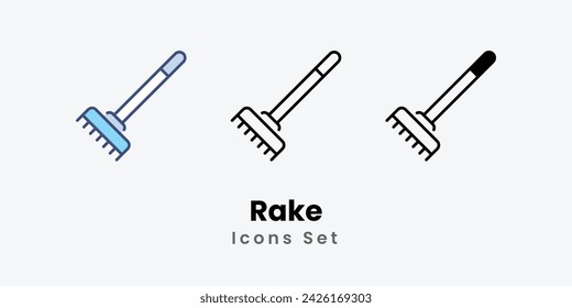 Rake icons set autumn icons vector stock illustration.