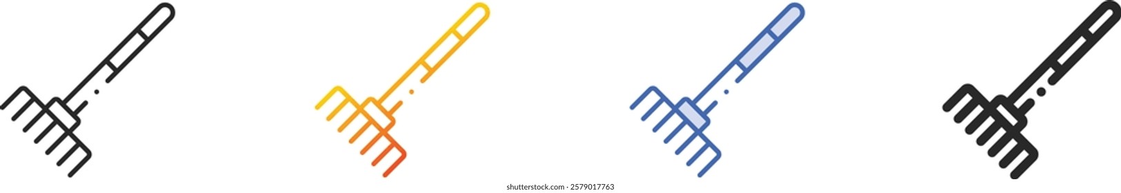 rake icon.Thin Linear, Gradient, Blue Stroke and bold Style Design Isolated On White Background