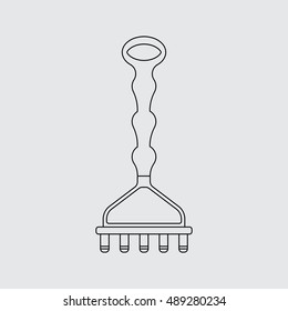 rake isolated illustration Line style