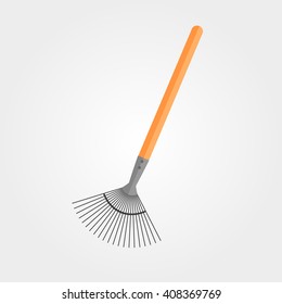 Rake isolated on grey background. Vector illustration. Flat design