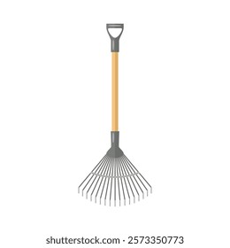 Rake isolated on white background. Vector cartoon flat illustration. Gardening tool icon