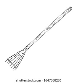 Icono de Toca para hojas.Ilustración vectorial de un rastrillo de jardín. Rastreo dibujado a mano para hojas.